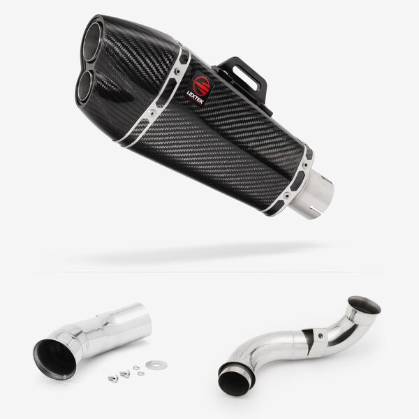 Lextek Carbon Fibre XP13C 210mm Exhaust with Link Pipe for KTM 790 Duke (18-21)
