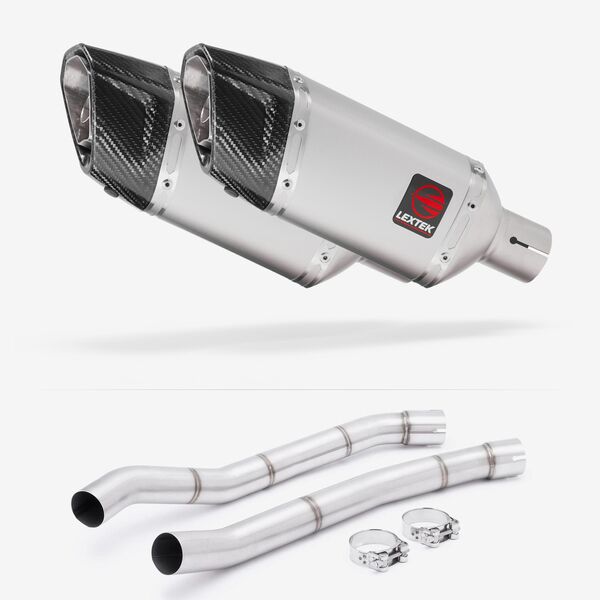 Lextek Matt Stainless Steel SP5 200mm Exhaust with Link Pipes for Kawasaki ZZR1400 (12-19)