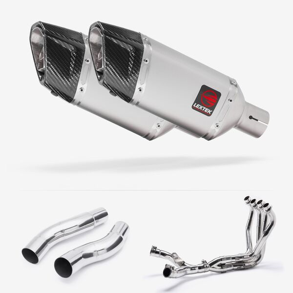 Lextek Matt Stainless Steel SP5 200mm Exhaust System for Kawasaki Z1000 (10-19)