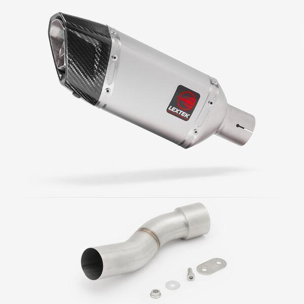 Lextek Matt Stainless Steel SP5 200mm Exhaust with Link Pipe for Ducati Monster 821/1200 (14-21)