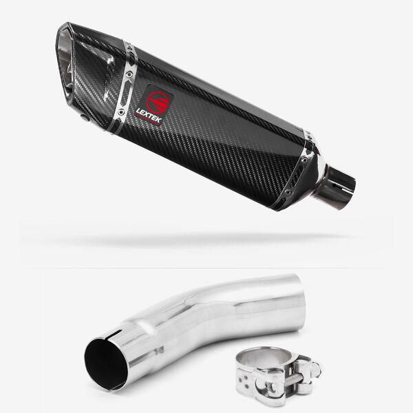Lextek Carbon Fibre SP9C Gloss Exhaust 300mm with Link Pipe for Suzuki GSR750 (11-16)
