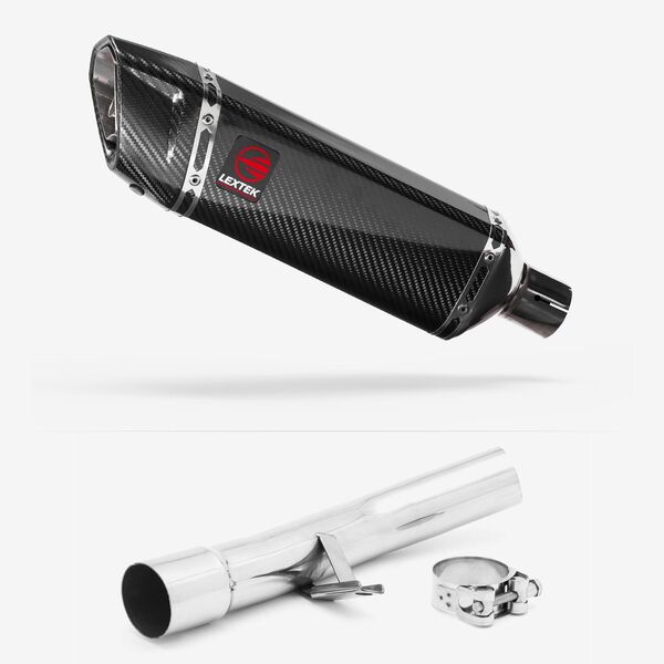 Lextek Carbon Fibre SP9C Gloss Exhaust 300mm with Link Pipe
