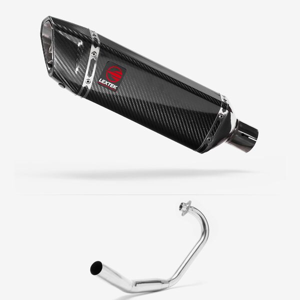 Lextek Carbon Fibre SP9C Gloss Exhaust System 300mm for Honda CBF 125 (08-16)