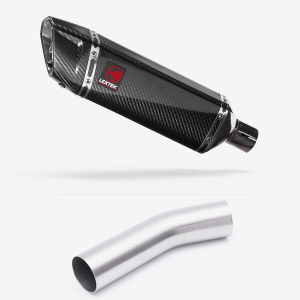 Lextek Carbon Fibre SP9C Gloss Exhaust 300mm with Link Pipe for Kawasaki ZX-10R Ninja (08-10)