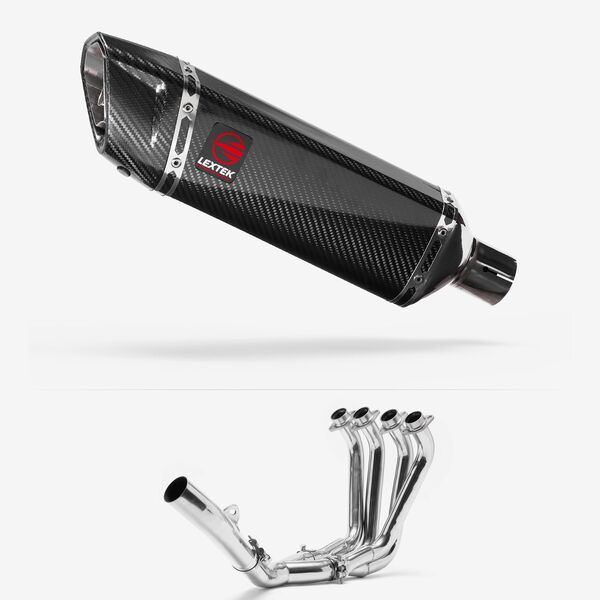 Lextek Carbon Fibre SP9C Gloss Exhaust System 300mm for Yamaha YZF R6 (06-16)