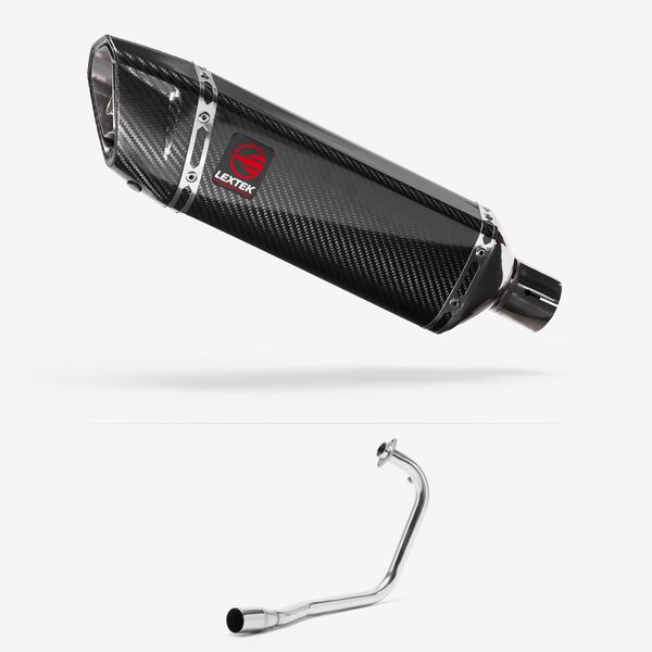 Lextek Carbon Fibre SP9C Gloss Exhaust System 300mm for Lexmoto Valiant 125