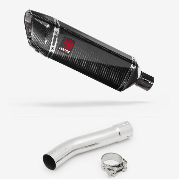 Lextek Carbon Fibre SP9C Gloss Exhaust 300mm with Link Pipe for Yamaha XJR 1300 (07-16)