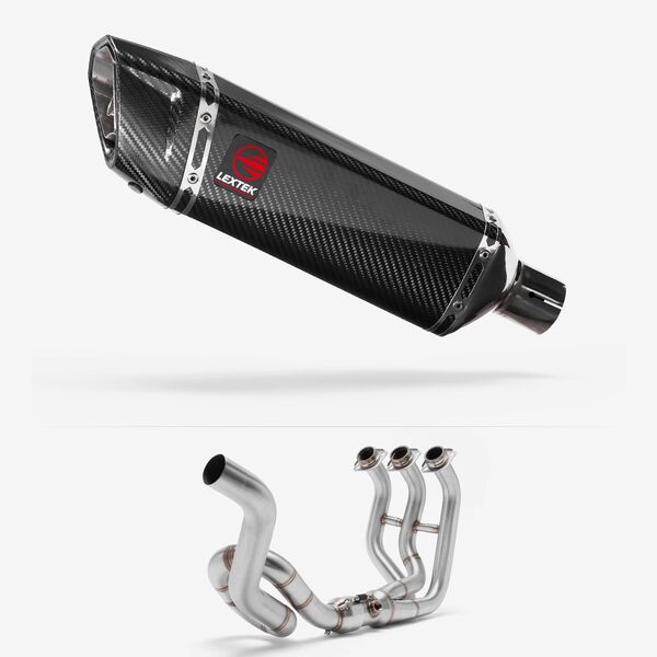 Lextek Carbon Fibre SP9C Gloss Exhaust System 300mm High Level for Yamaha MT-09 (13-20)