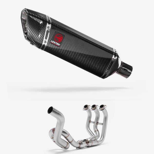 Lextek SP9C Gloss Carbon Fibre Exhaust System 300mm High Level for Yamaha MT-09 (13-20)