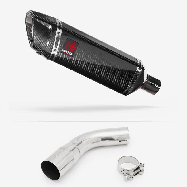 Lextek Carbon Fibre SP9C Gloss Exhaust 300mm with Link Pipe for Suzuki SV650 (16-20)