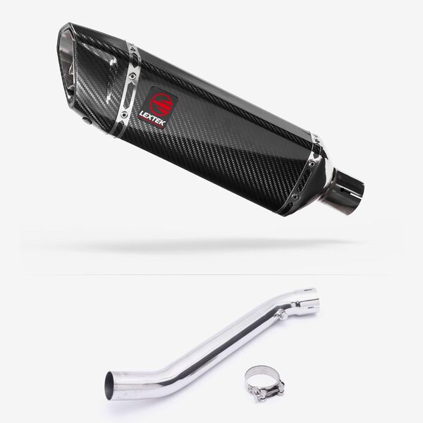 Lextek SP9C Gloss Carbon Fibre Exhaust 300mm with Link Pipe for Kawasaki ZX-10R Ninja (17- )