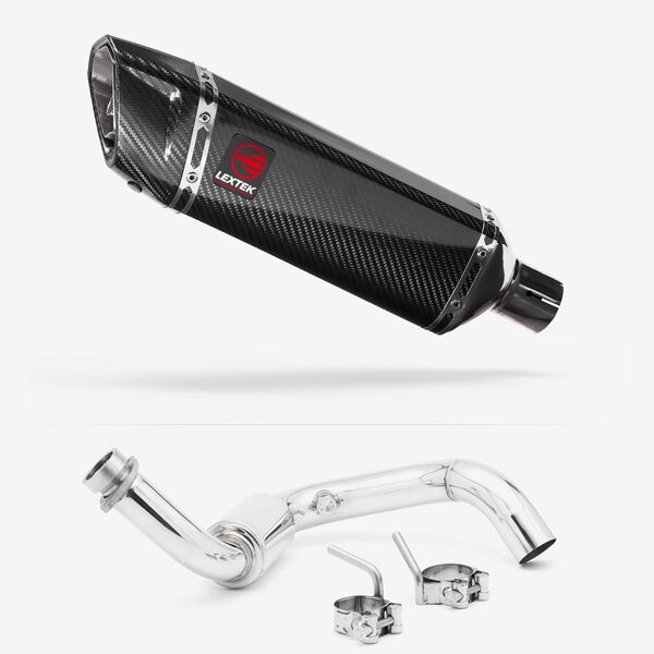 Lextek Carbon Fibre SP9C Gloss Exhaust System 300mm for BMW G310 R / GS (16-24)