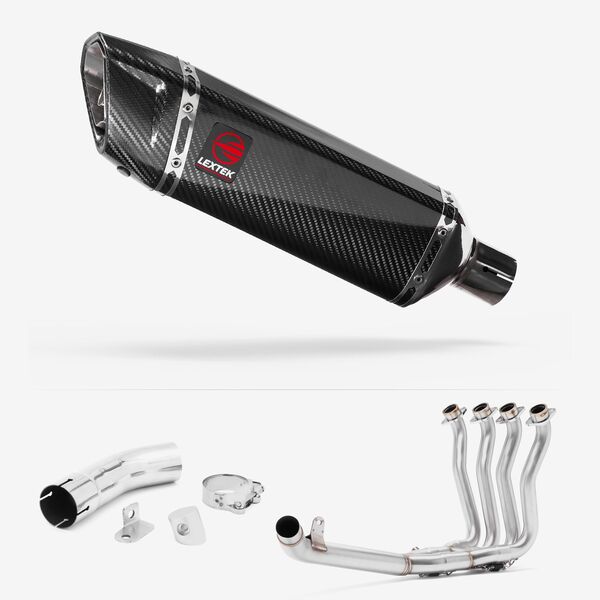 Lextek Carbon Fibre SP9C Gloss Exhaust 300mm with Link Pipe for Suzuki GSX-S 1000 F (15-20)