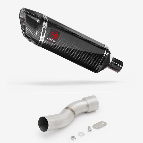 Lextek Carbon Fibre SP9C Gloss Exhaust 300mm with Link Pipe for Ducati Monster 1200 (14-19)