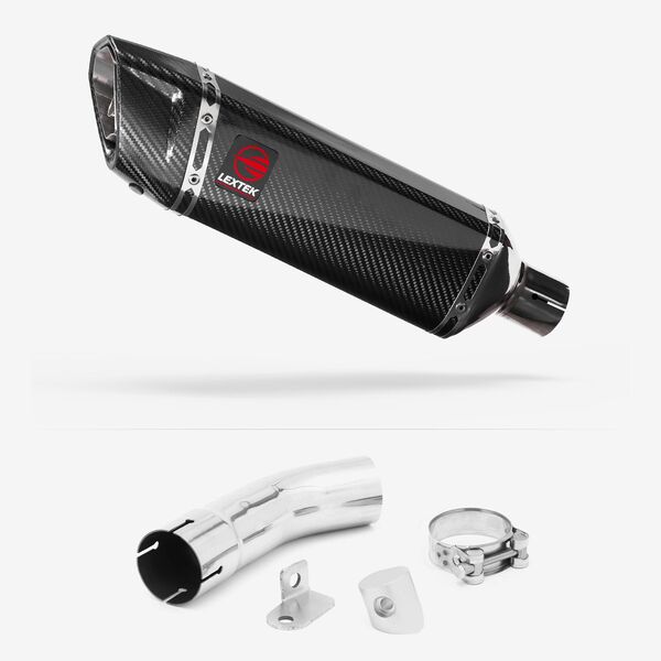 Lextek Carbon Fibre SP9C Gloss Exhaust 300mm with Link Pipe for Suzuki GSX-S 1000 (15-20)