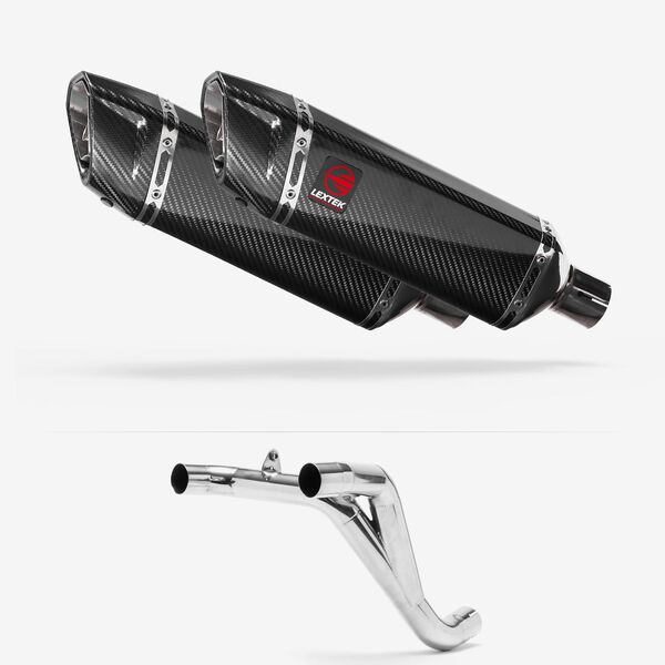 Lextek Carbon Fibre SP9C 300mm Twin Underseat with Link Pipe for Triumph Speed Triple 1050 (16-20)