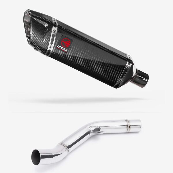 Lextek Carbon Fibre SP9C 300mm Exhaust with Link Pipe for Kawasaki Z800 (13-16)