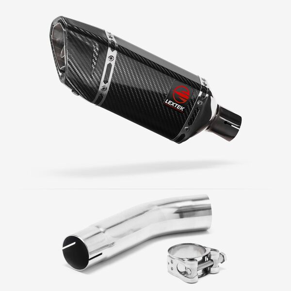 Lextek Carbon Fibre SP11C Gloss Exhaust 200mm with Link Pipe for Suzuki GSXR 600/750 (11- )