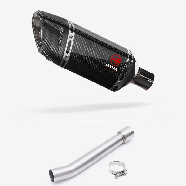 Lextek SP11C Gloss Carbon Fibre Exhaust 200mm with Link Pipe for Yamaha FZS 1000 (00-05)