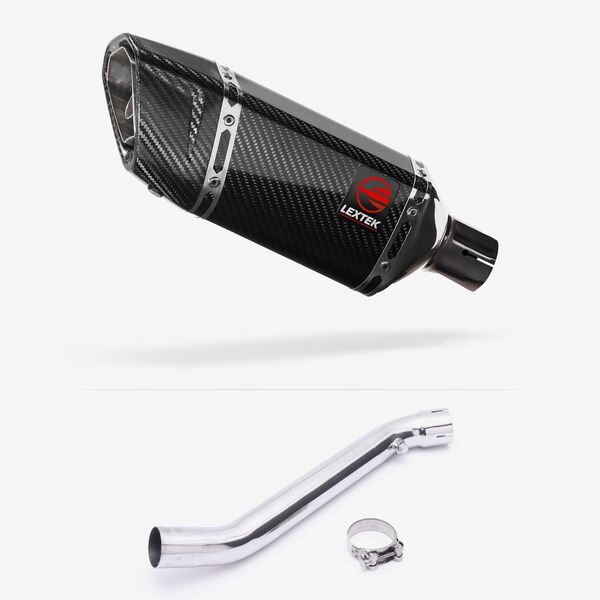 Lextek SP11C Gloss Carbon Fibre Exhaust 200mm with Link Pipe for Kawasaki ZX-10R Ninja (17- )