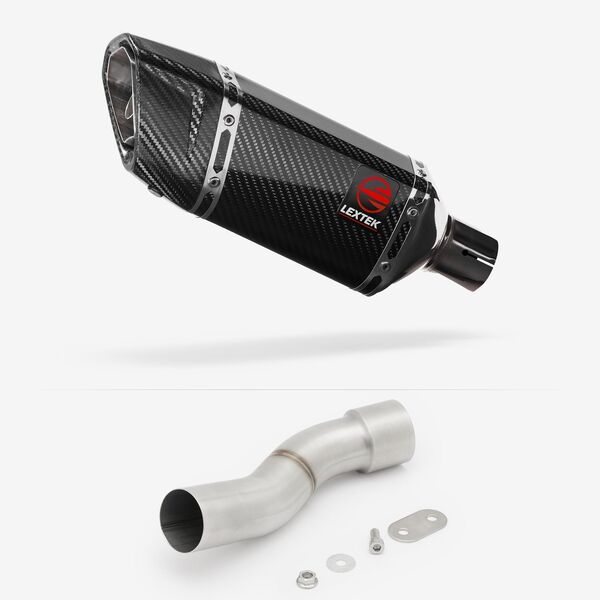 Lextek Carbon Fibre SP11C Gloss Exhaust 200mm with Link Pipe for Ducati Monster 1200 (14-19)