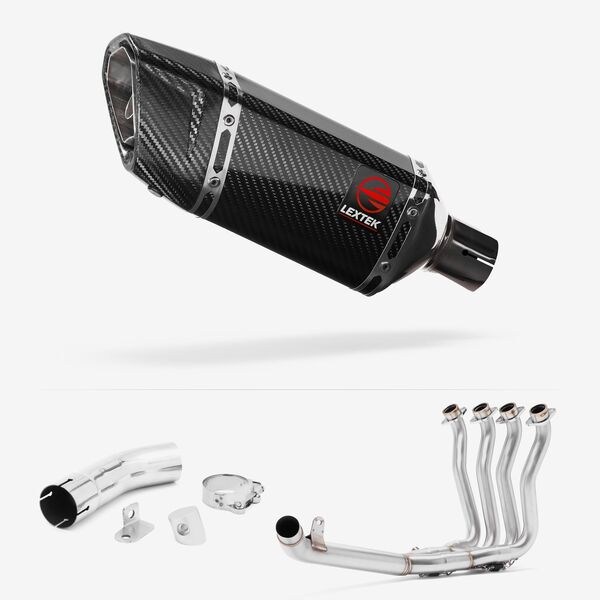 Lextek Carbon Fibre SP11C Gloss Exhaust 200mm with Link Pipe for Suzuki GSX-S 1000 F (15-20)