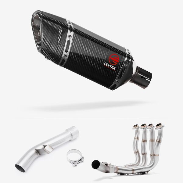 Lextek Carbon Fibre SP11C Gloss Exhaust 200mm with Link Pipe for Yamaha FZ1 (06-15)
