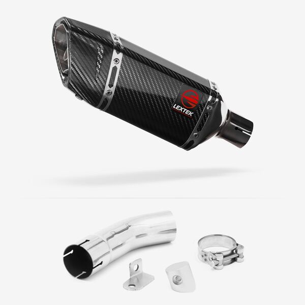 Lextek Carbon Fibre SP11C Gloss Exhaust 200mm with Link Pipe for Suzuki GSX-S 1000 (15-20)