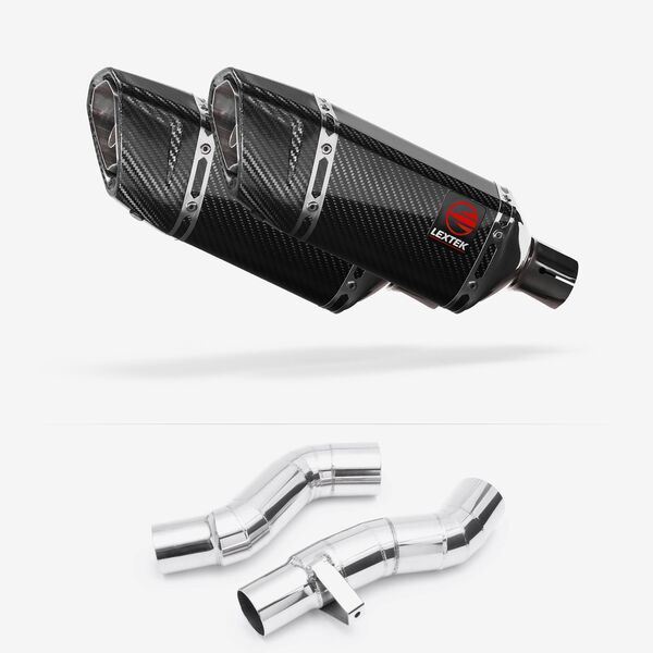 Lextek Carbon Fibre SP11C Gloss Exhaust 200mm with Link Pipes