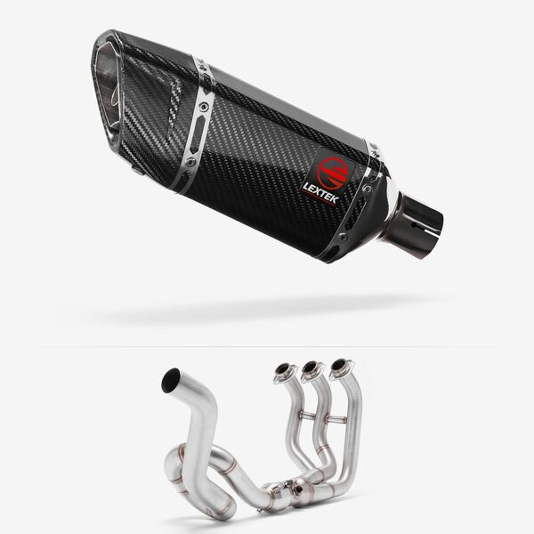 Lextek Carbon Fibre SP11C Gloss Exhaust System 200mm High Level for Yamaha MT-09 Tracer (14-20)