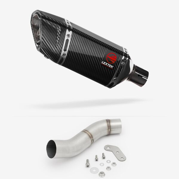 Lextek Carbon Fibre SP11C Gloss Exhaust 200mm with Link Pipe for Ducati Monster 797 (17-18)
