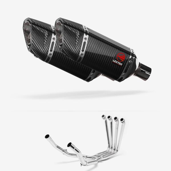Lextek Carbon Fibre SP11C Gloss Exhaust System 200mm for Yamaha FJR1300 (01-19)