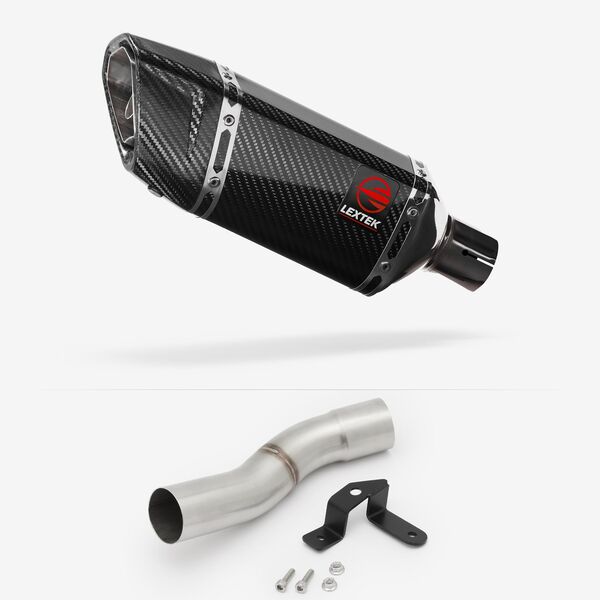 Lextek Carbon Fibre SP11C 200mm Exhaust with Low Level Link Pipe for Ducati Scrambler 1100 (18-20)