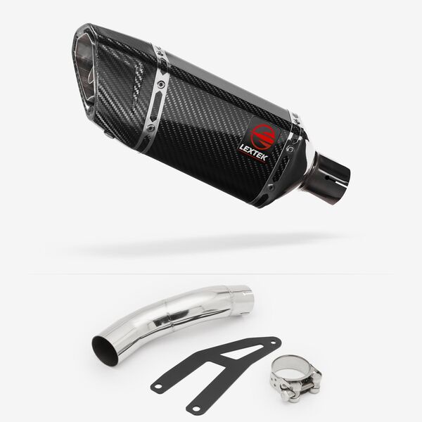 Lextek SP11C Gloss Carbon Fibre Exhaust 200mm Low Level with Link Pipe