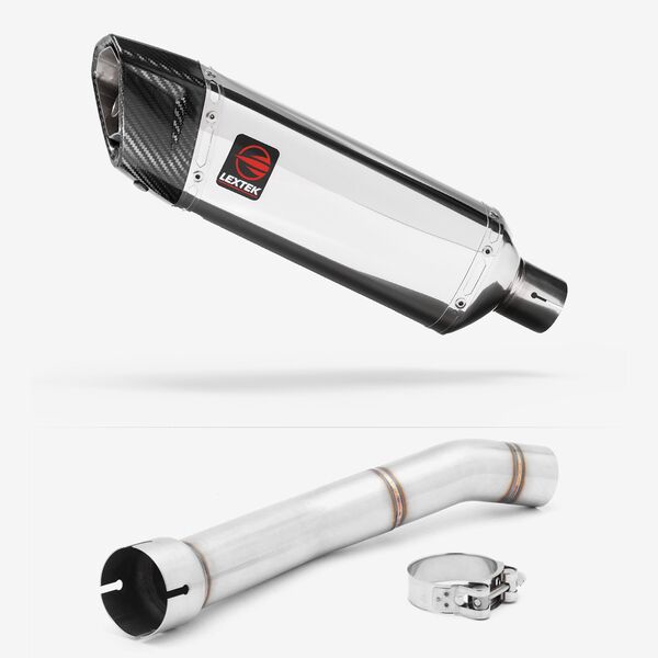 Lextek Stainless Steel SP4 Polished Exhaust 300mm with Link Pipe for Yamaha YZF R1 (99-01)