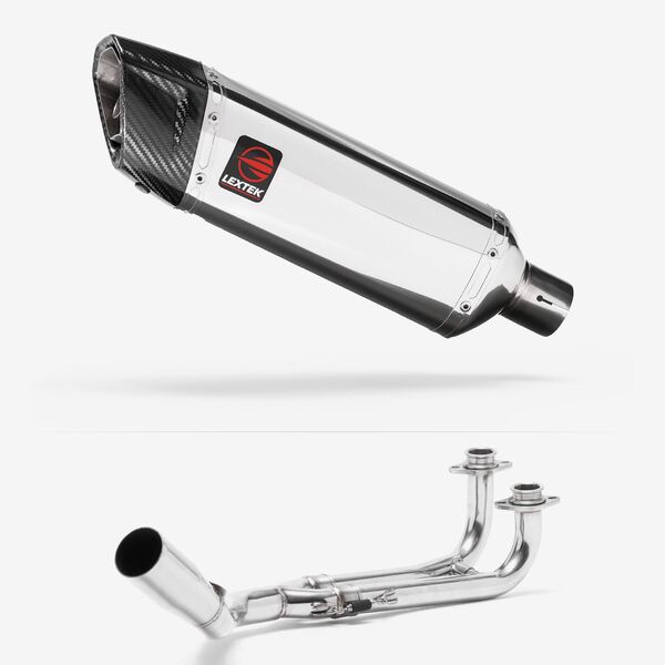 Lextek Polished Stainless Steel SP4 300mm Exhaust System for Yamaha T-Max 500/530 (12-17)