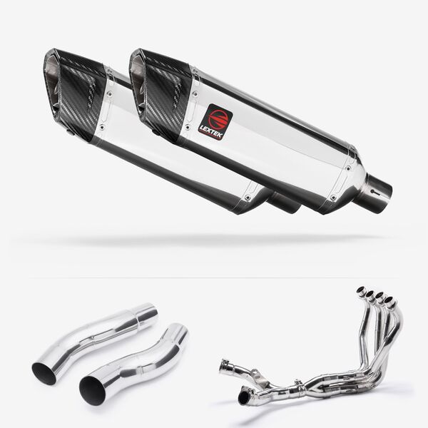 Lextek Polished Stainless Steel SP4 300mm Exhaust System for Kawasaki Z1000 (10-19)