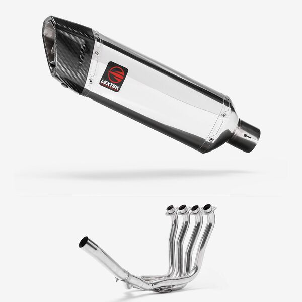 Lextek Polished Stainless Steel SP4 300mm Exhaust System for Suzuki GSXR 1000 (01-06)