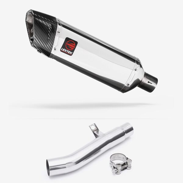 Lextek Polished Stainless Steel SP4 300mm Exhaust with Link Pipe for Honda CBF 600 (04-07)
