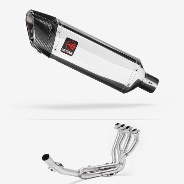 Lextek Stainless Steel SP4 Polished Exhaust System 300mm for Suzuki GSXR 1000 (17-