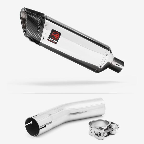 Lextek Stainless Steel SP4 Polished Exhaust 300mm with Link Pipe for Lexmoto LXR 125 & 380