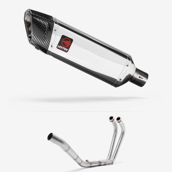 Lextek Polished Stainless Steel SP4 300mm Exhaust System for Yamaha YZF R3 (15-18)