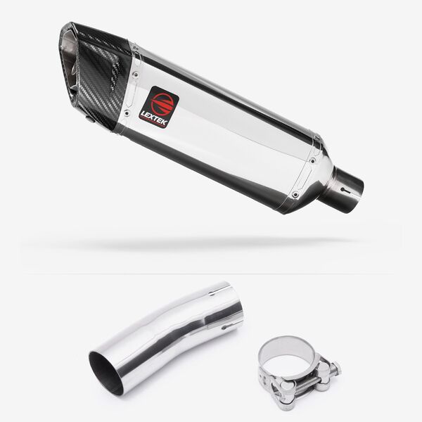 Lextek Stainless Steel SP4 Polished Exhaust 300mm with Link Pipe