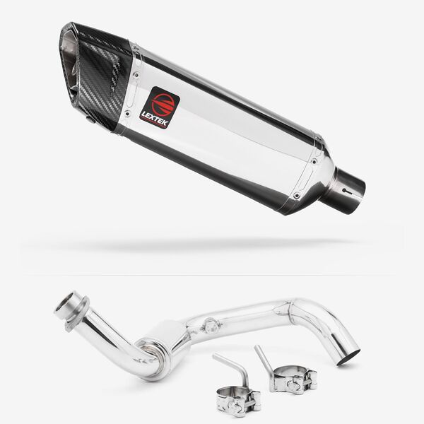 Lextek Polished Stainless Steel SP4 300mm Exhaust System for BMW G310 R / GS (16-24)