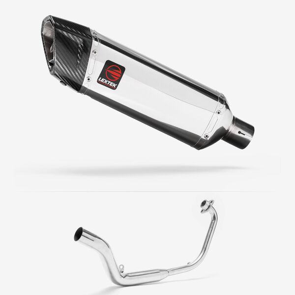 Lextek Polished Stainless Steel SP4 300mm Exhaust System for Honda CB125 R (18-20)