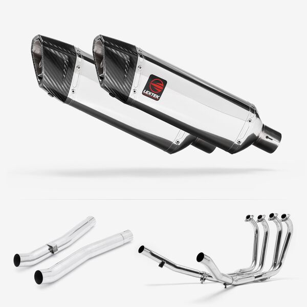 Lextek Stainless Steel SP4 Polished Exhaust System 300mm for Suzuki GSX 1400 (01-04)