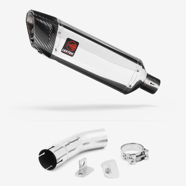 Lextek Polished Stainless Steel SP4 300mm Exhaust with Link Pipe for Suzuki GSX-S 1000 (15-20)