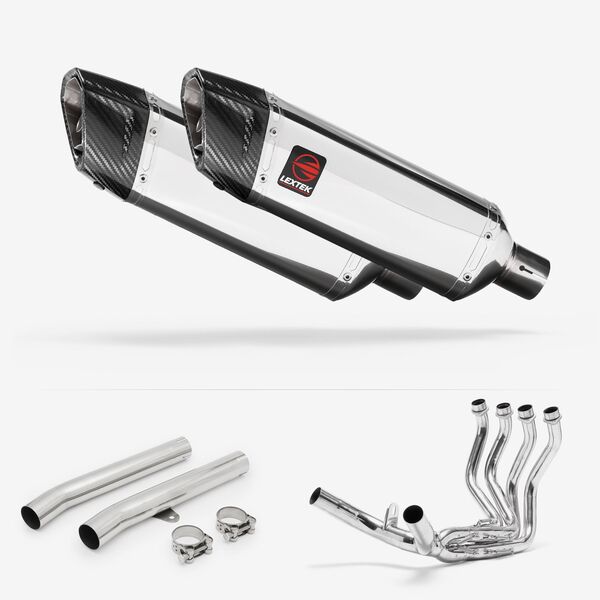 Lextek Polished Stainless Steel SP4 300mm Exhaust System for Honda CBR1100XX Blackbird (97-99)