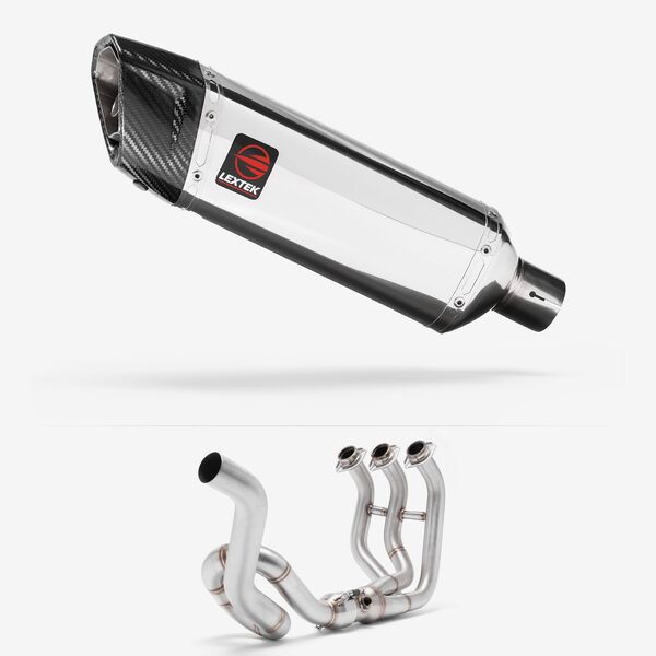 Lextek Polished Stainless Steel SP4 300mm High Level Exhaust System for Yamaha MT-09 Tracer (18-20)