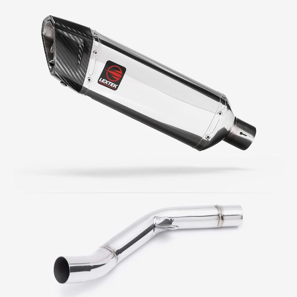 Lextek Polished Stainless Steel SP4 300mm Exhaust with Link Pipe for Kawasaki Z800 (13-16)